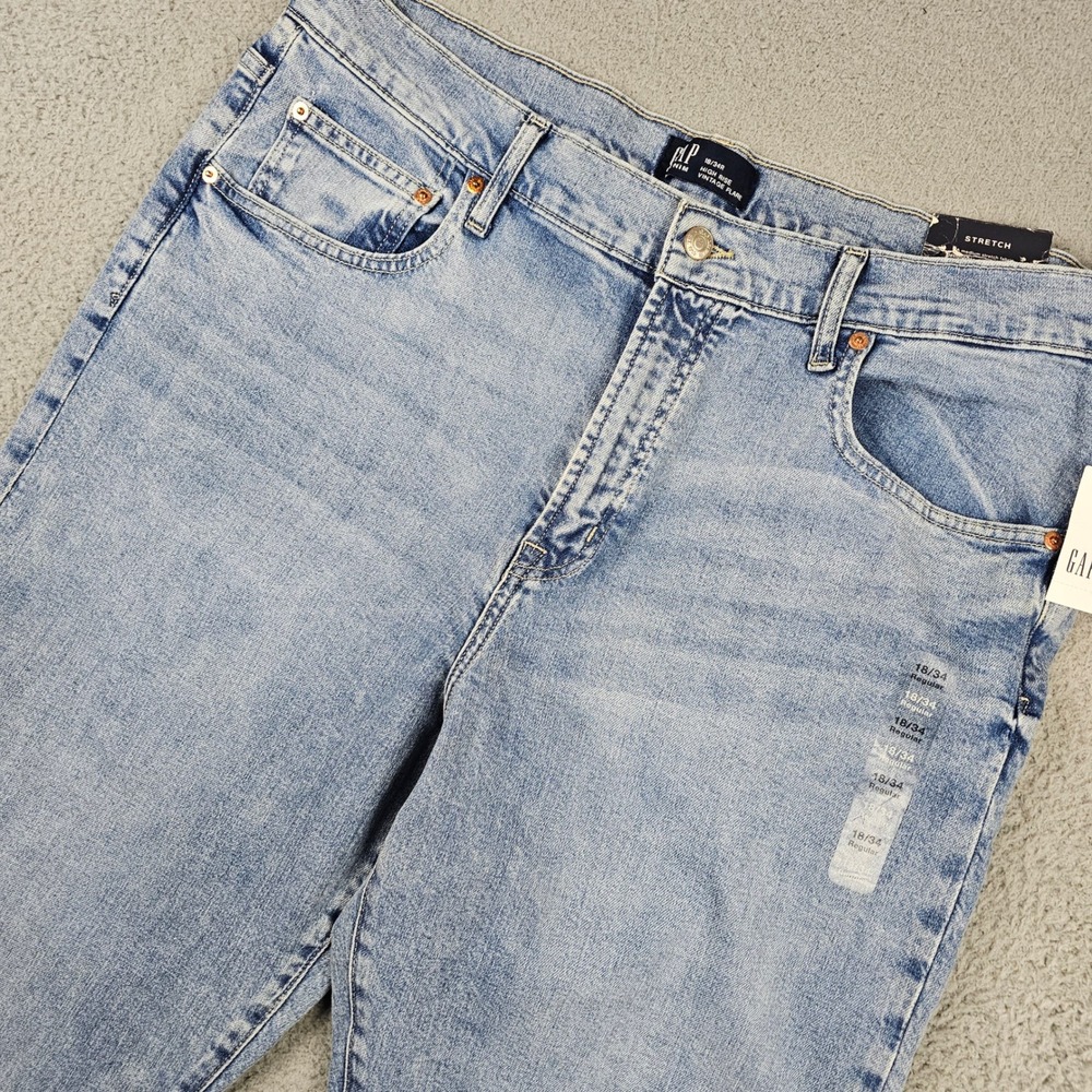 Gap Vintage Flare Jeans Women 18/34R Medium Rosa Blue High Rise Raw Hem Flare